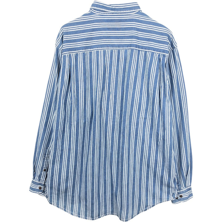Dockers Multi-Stripe Long-Sleeve Cotton Stripe Shirt, Men's Size L (approx.) cotton blue type Vintage Second Hand