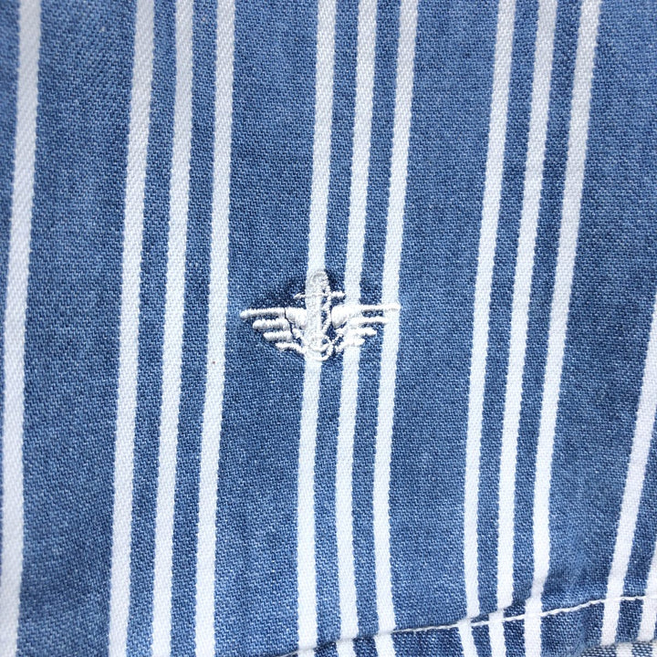 Dockers Multi-Stripe Long-Sleeve Cotton Stripe Shirt, Men's Size L (approx.) cotton blue type Vintage Second Hand