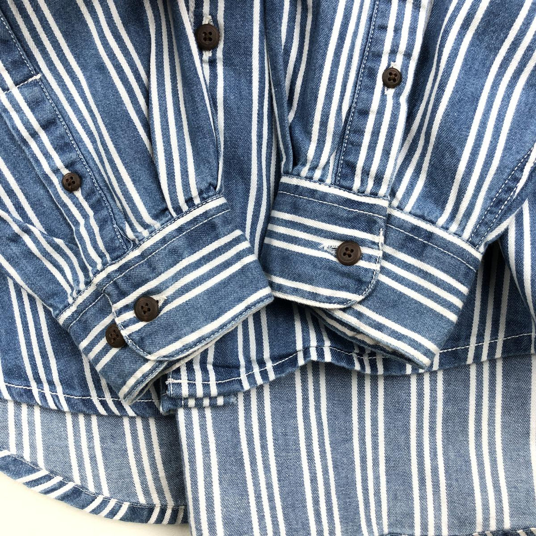 Dockers Multi-Stripe Long-Sleeve Cotton Stripe Shirt, Men's Size L (approx.) cotton blue type Vintage Second Hand