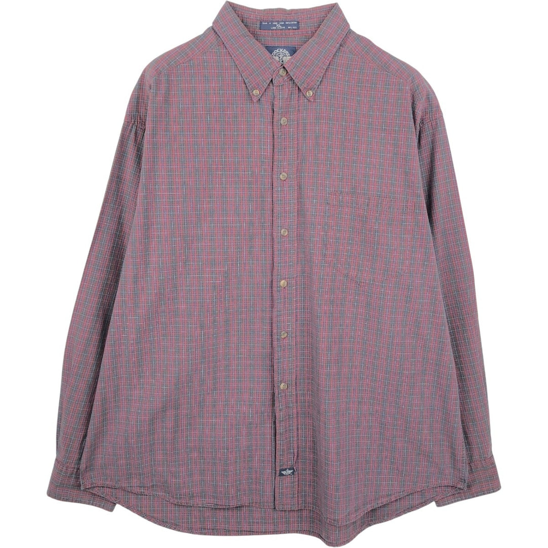 90'S Dockers Long-Sleeve Button-Down Check Shirt, Men's Size XL (Equivalent), Vintage cotton red type Vintage Second Hand