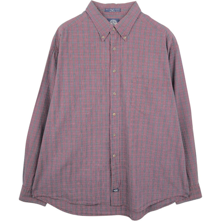 90'S Dockers Long-Sleeve Button-Down Check Shirt, Men's Size XL (Equivalent), Vintage cotton red type Vintage Second Hand