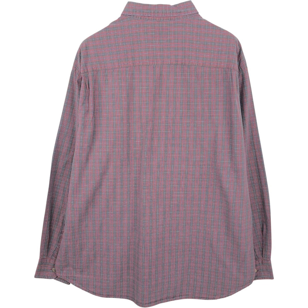 90'S Dockers Long-Sleeve Button-Down Check Shirt, Men's Size XL (Equivalent), Vintage cotton red type Vintage Second Hand