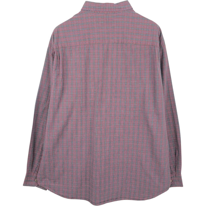 90'S Dockers Long-Sleeve Button-Down Check Shirt, Men's Size XL (Equivalent), Vintage cotton red type Vintage Second Hand