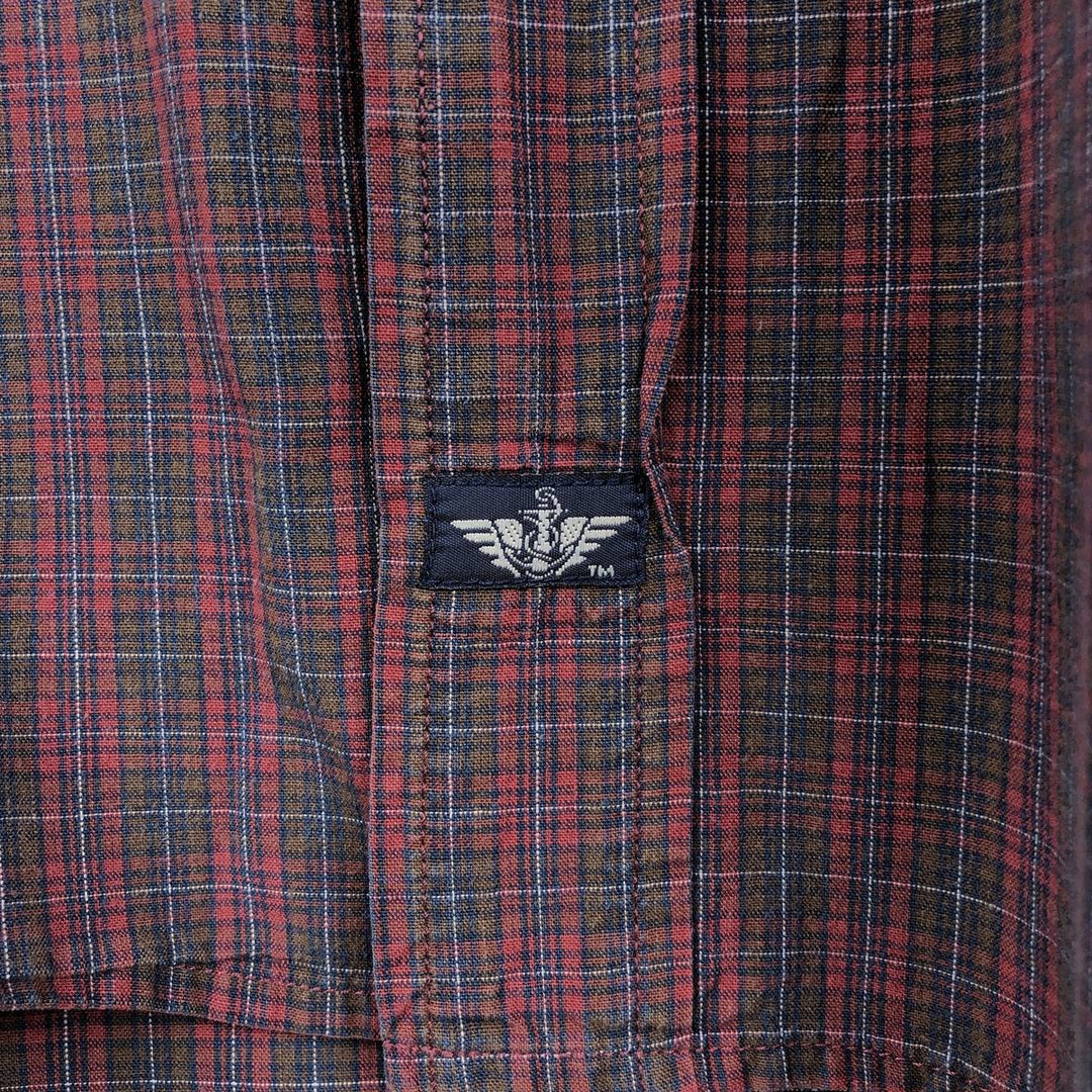 90'S Dockers Long-Sleeve Button-Down Check Shirt, Men's Size XL (Equivalent), Vintage cotton red type Vintage Second Hand