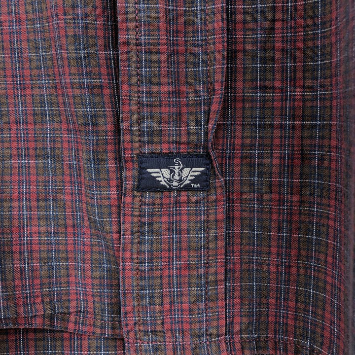 90'S Dockers Long-Sleeve Button-Down Check Shirt, Men's Size XL (Equivalent), Vintage cotton red type Vintage Second Hand