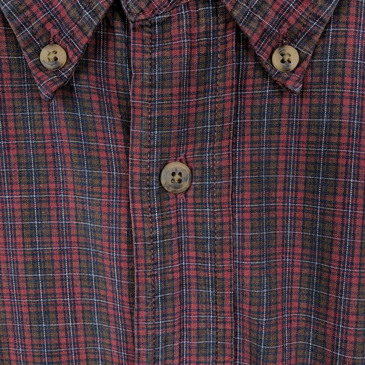 90'S Dockers Long-Sleeve Button-Down Check Shirt, Men's Size XL (Equivalent), Vintage cotton red type Vintage Second Hand
