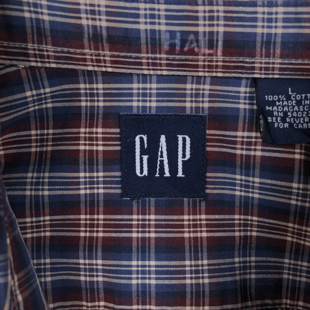 90'S GAP Vintage Long Sleeve Cotton Check Shirt, Men's Size L cotton red type Vintage Second Hand