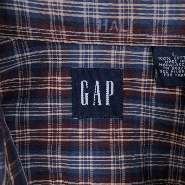 90'S GAP Vintage Long Sleeve Cotton Check Shirt, Men's Size L cotton red type Vintage Second Hand