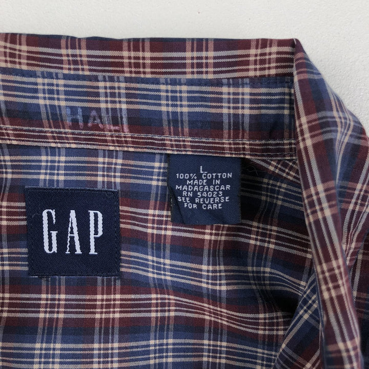 90'S GAP Vintage Long Sleeve Cotton Check Shirt, Men's Size L cotton red type Vintage Second Hand