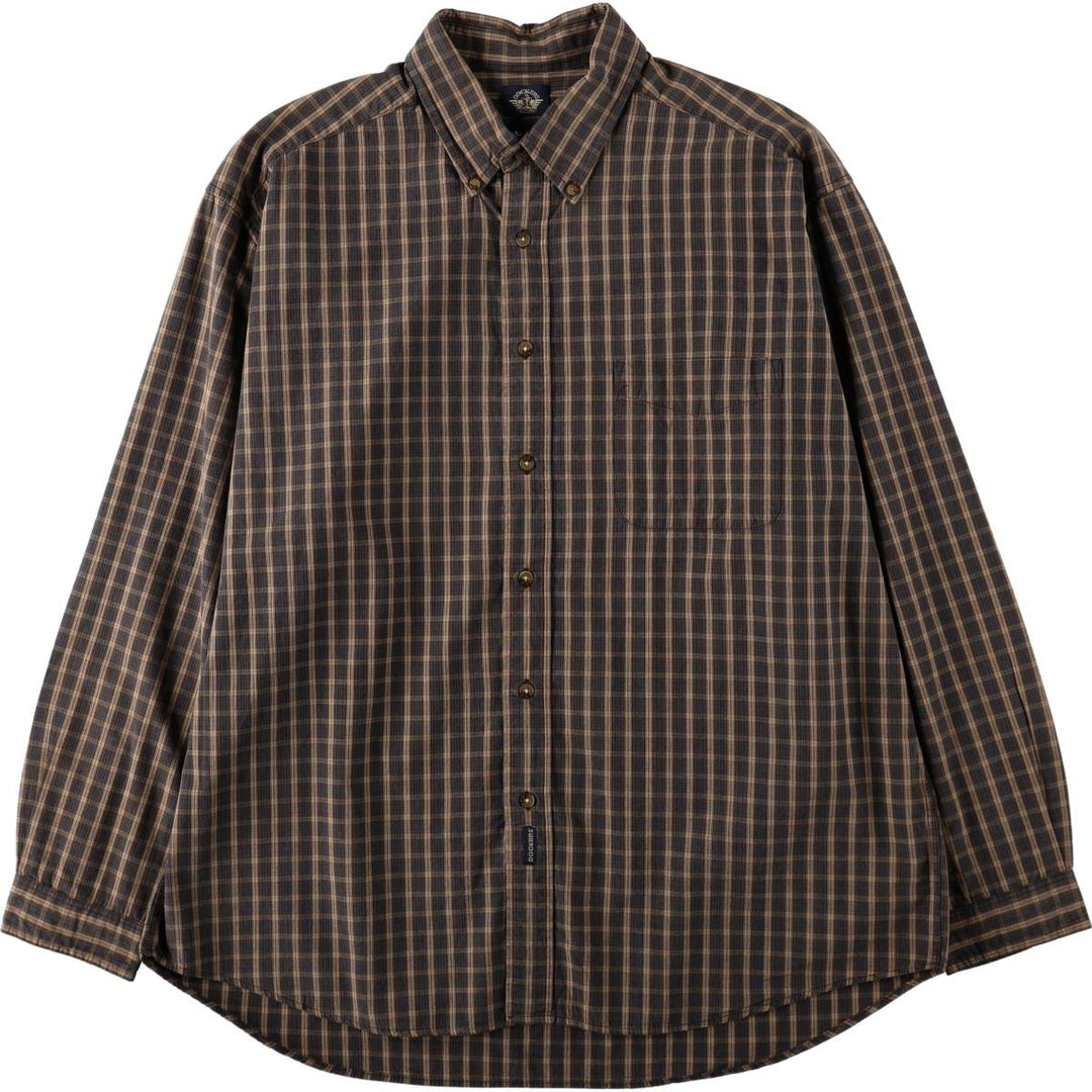 Dockers Long Sleeve Button-Down Check Shirt, Men's Size XL cotton Khaki type beige Vintage Second Hand
