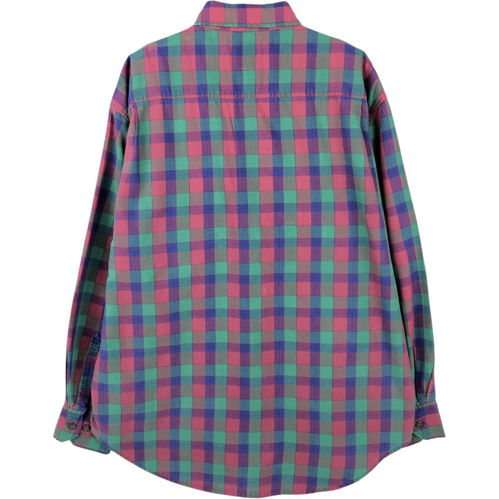 90'S GAP Vintage Long Sleeve Cotton Check Shirt, Men's Size L cotton green type Vintage Second Hand
