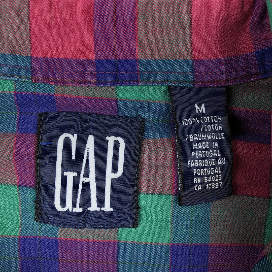 90'S GAP Vintage Long Sleeve Cotton Check Shirt, Men's Size L cotton green type Vintage Second Hand