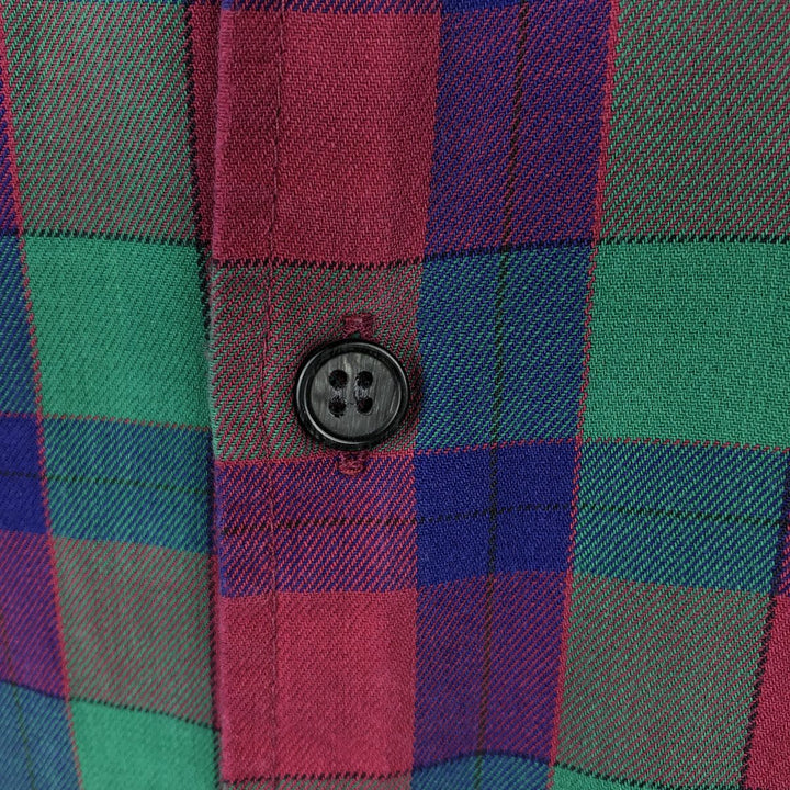 90'S GAP Vintage Long Sleeve Cotton Check Shirt, Men's Size L cotton green type Vintage Second Hand