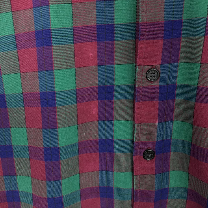 90'S GAP Vintage Long Sleeve Cotton Check Shirt, Men's Size L cotton green type Vintage Second Hand