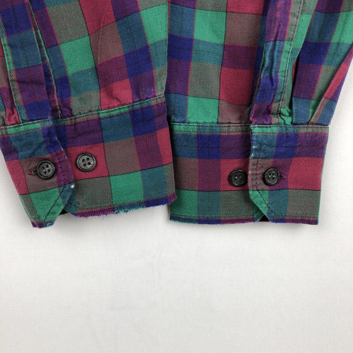 90'S GAP Vintage Long Sleeve Cotton Check Shirt, Men's Size L cotton green type Vintage Second Hand