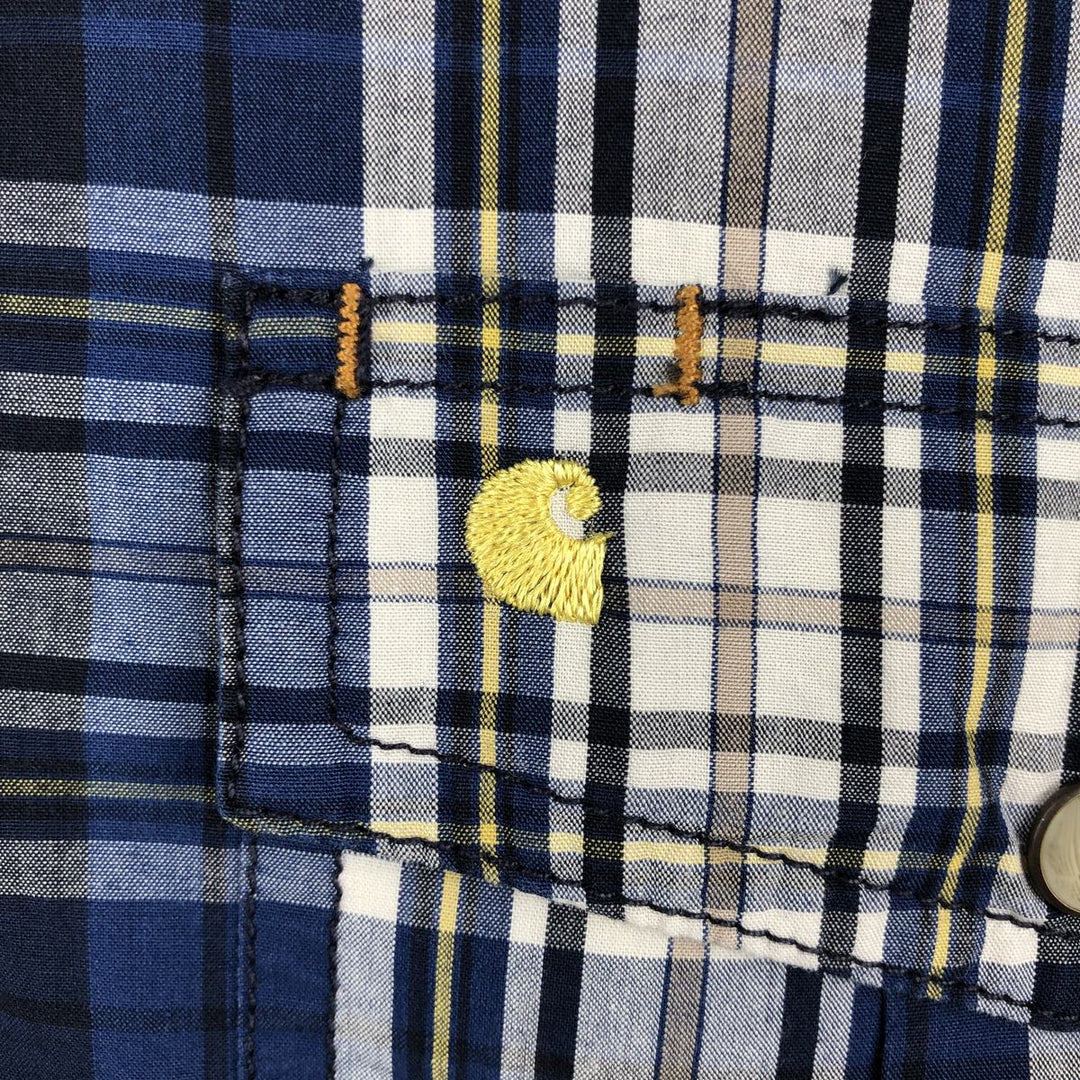 Carhartt Relaxed Fit Check Pattern Long Sleeve Work Shirt, Men's Size L cotton blue type Vintage Second Hand