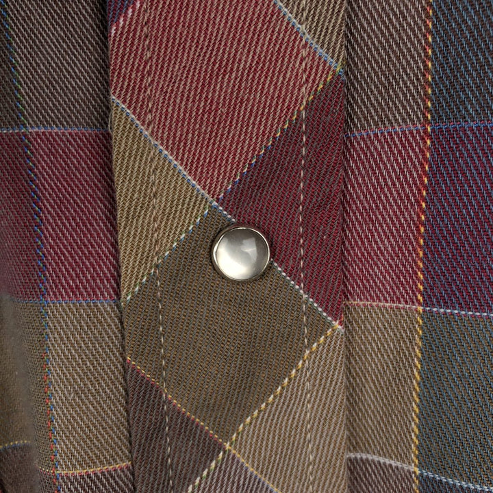 Wrangler Check Pattern Long Sleeve Western Shirt, Made in USA, Men's Size M (approx.) polyester brown type Vintage Second Hand