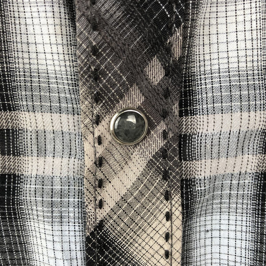 Wrangler Check Pattern Long-Sleeve Western Shirt, Men's Size M (approx.) cotton black type Vintage Second Hand
