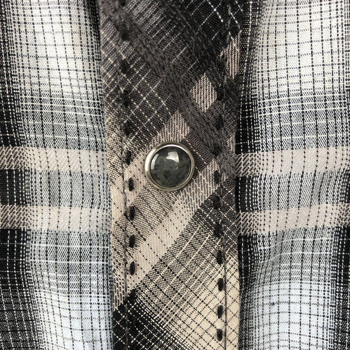 Wrangler Check Pattern Long-Sleeve Western Shirt, Men's Size M (approx.) cotton black type Vintage Second Hand