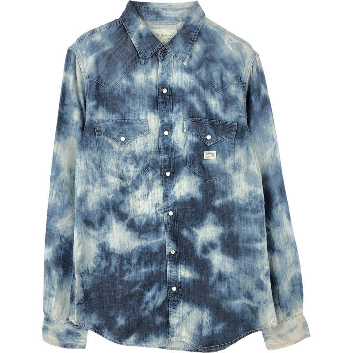 Ralph Lauren DENIM AND SUPPLY Tie-Dye Pattern Long-Sleeve Western Shirt (Men's Size M) others blue type Vintage Second Hand