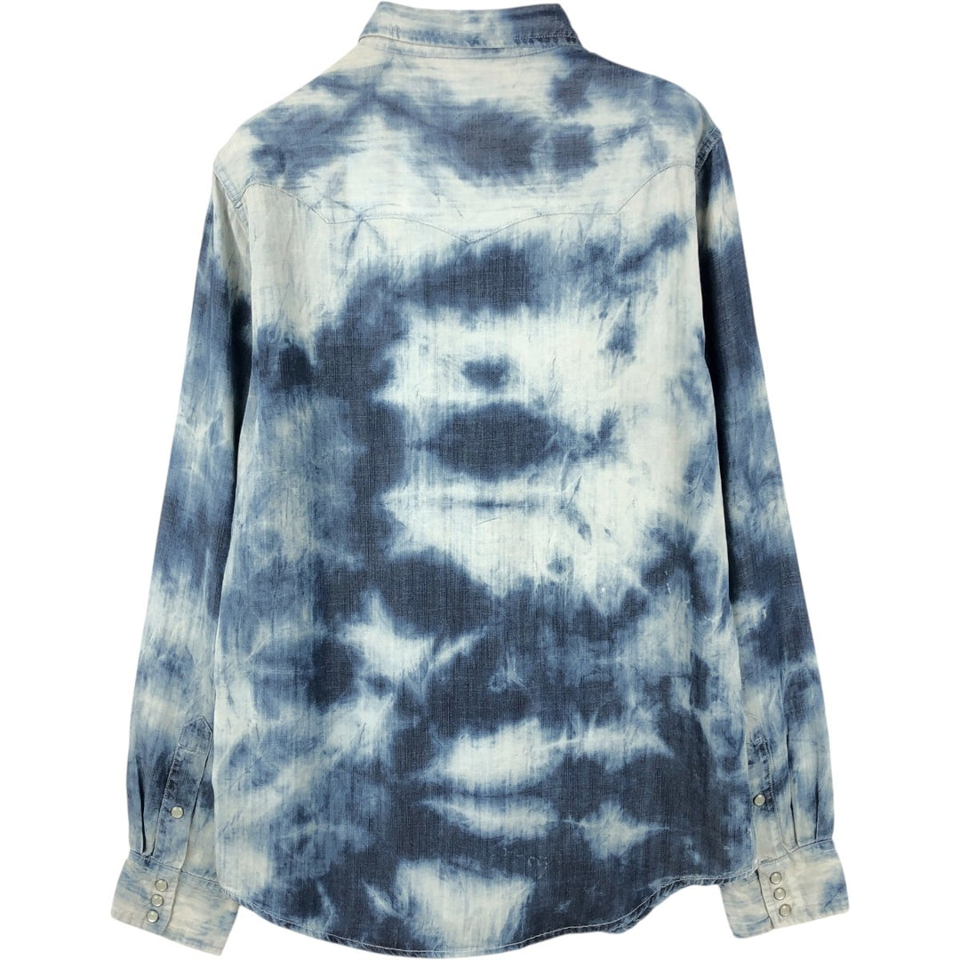 Ralph Lauren DENIM AND SUPPLY Tie-Dye Pattern Long-Sleeve Western Shirt (Men's Size M) others blue type Vintage Second Hand