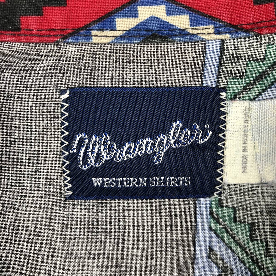90'S Wrangler Native Stripe Long-Sleeve Western Shirt, Men's Size L (approx.) unclear black type Vintage Second Hand