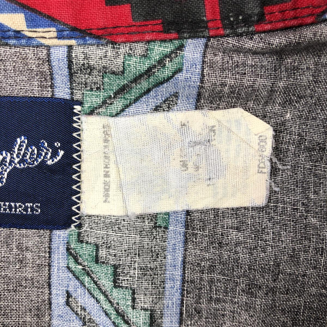 90'S Wrangler Native Stripe Long-Sleeve Western Shirt, Men's Size L (approx.) unclear black type Vintage Second Hand