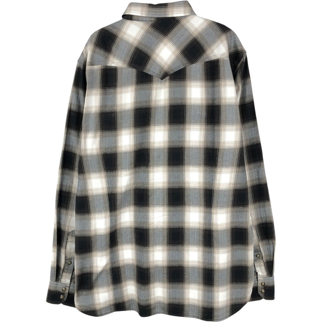Banana Republic Tailored Slim Fit Check Pattern Long-Sleeve Western Shirt (Men's Size L) cotton black type Vintage Second Hand
