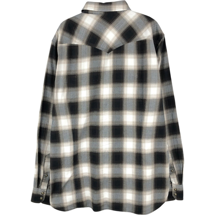 Banana Republic Tailored Slim Fit Check Pattern Long-Sleeve Western Shirt (Men's Size L) cotton black type Vintage Second Hand
