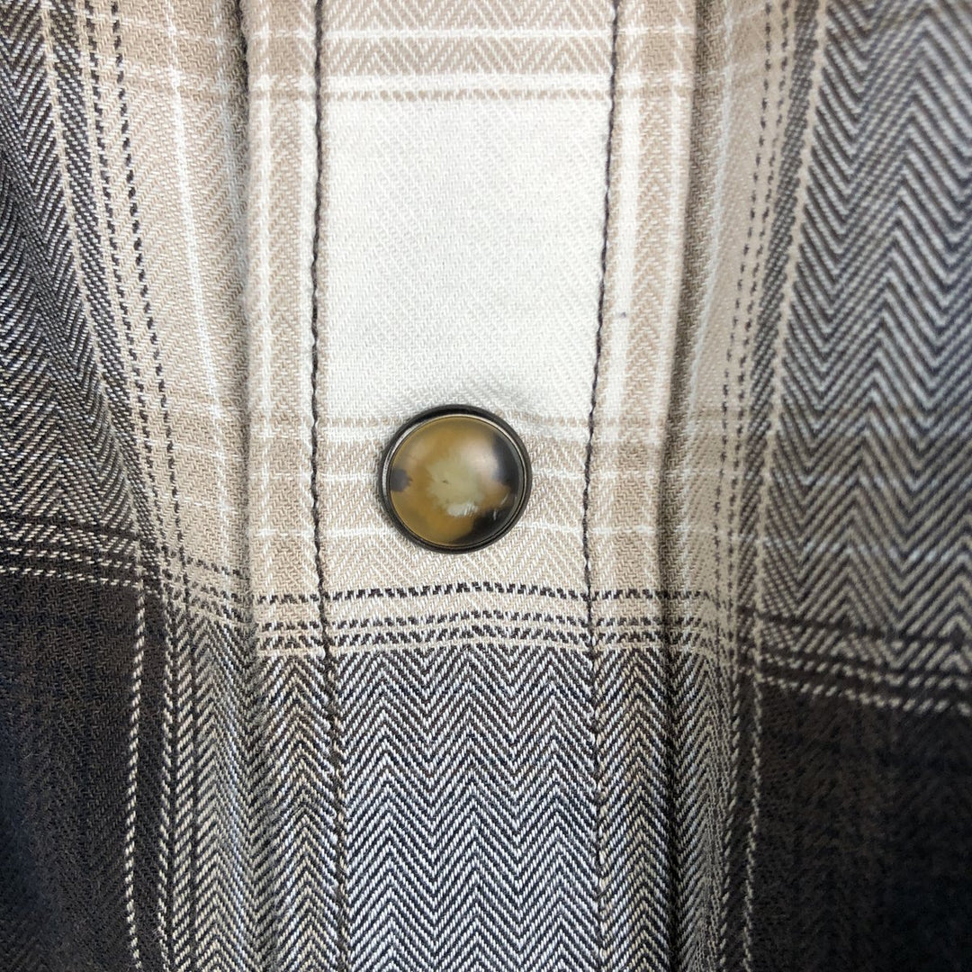 Banana Republic Tailored Slim Fit Check Pattern Long-Sleeve Western Shirt (Men's Size L) cotton black type Vintage Second Hand