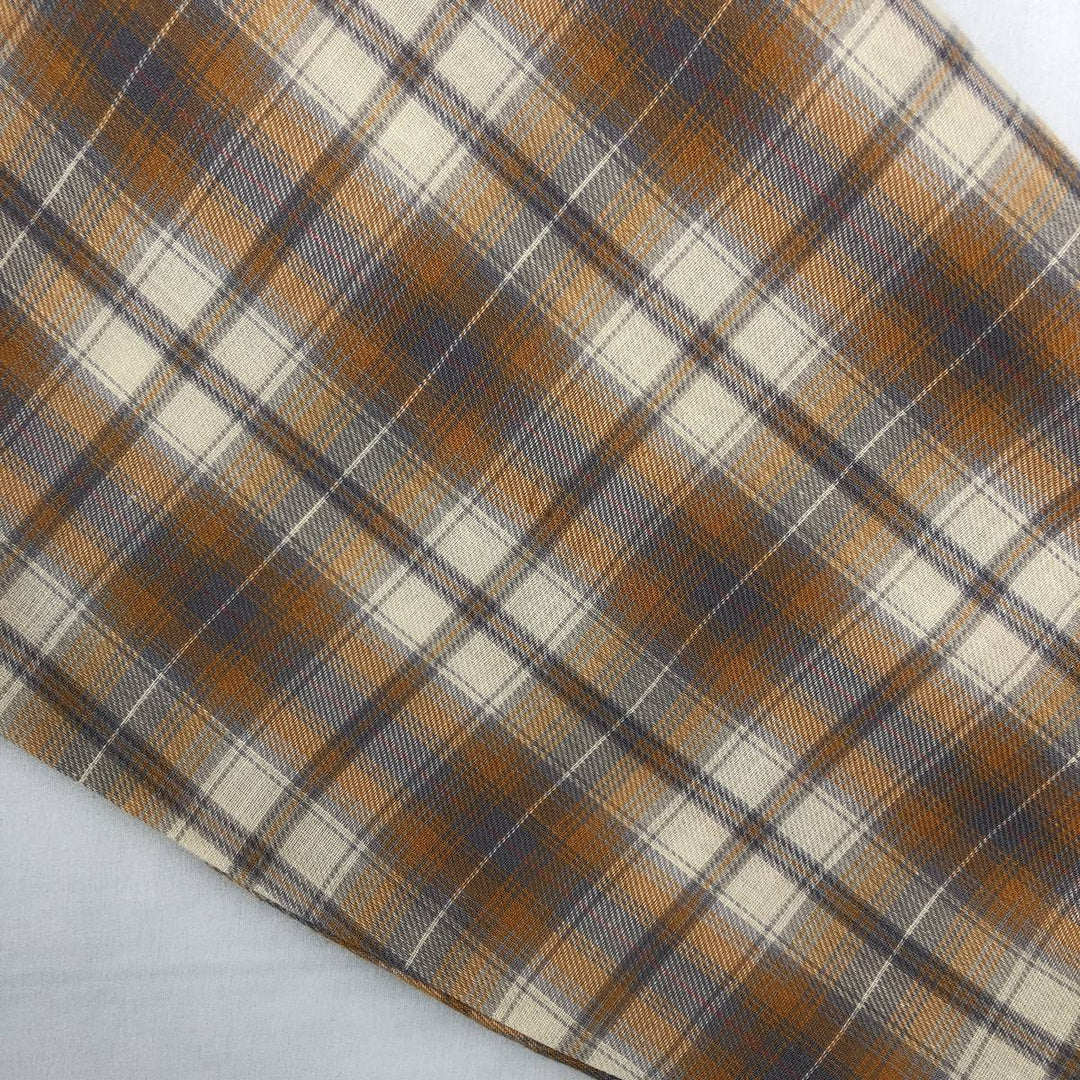 70s-era PRIOR check pattern long-sleeved Western shirt, made in USA, men's size L equivalent. polyester orange type Vintage Second Hand