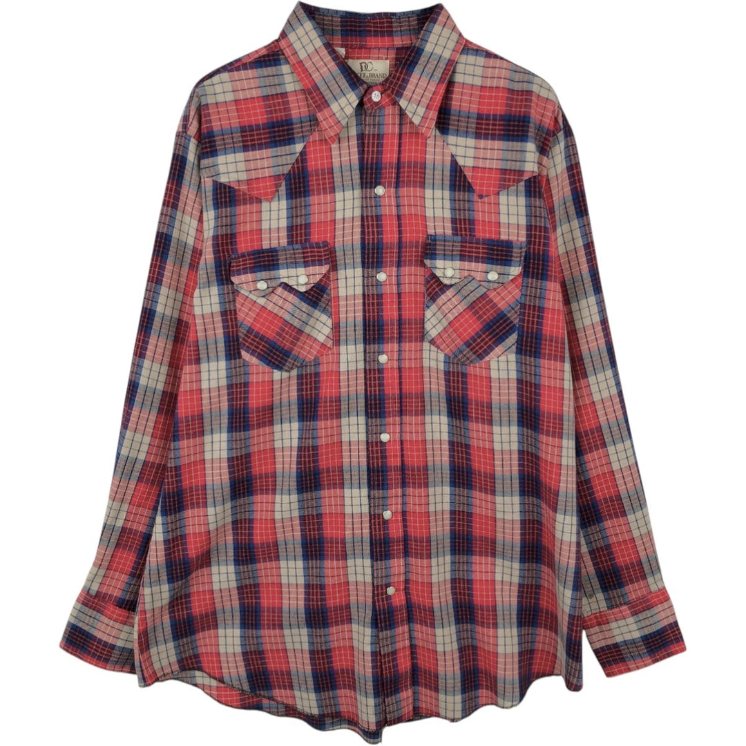 ~1980'S DEE CEE BRAND Check Pattern Long Sleeve Western Shirt, Made in USA, Men's Size L (Equivalent), Vintage unclear red type Vintage Second Hand