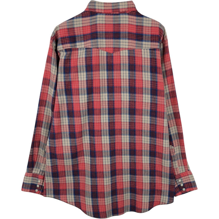 ~1980'S DEE CEE BRAND Check Pattern Long Sleeve Western Shirt, Made in USA, Men's Size L (Equivalent), Vintage unclear red type Vintage Second Hand