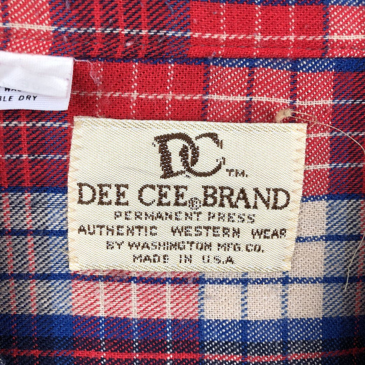 ~1980'S DEE CEE BRAND Check Pattern Long Sleeve Western Shirt, Made in USA, Men's Size L (Equivalent), Vintage unclear red type Vintage Second Hand