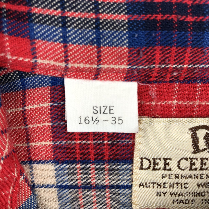~1980'S DEE CEE BRAND Check Pattern Long Sleeve Western Shirt, Made in USA, Men's Size L (Equivalent), Vintage unclear red type Vintage Second Hand