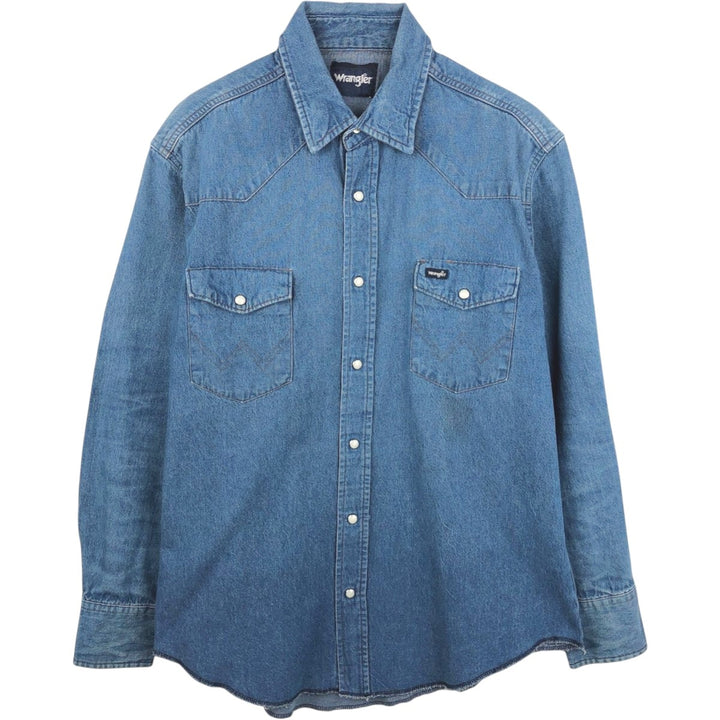 Wrangler Long Sleeve Denim Western Shirt, Men's XL cotton blue type Vintage Second Hand