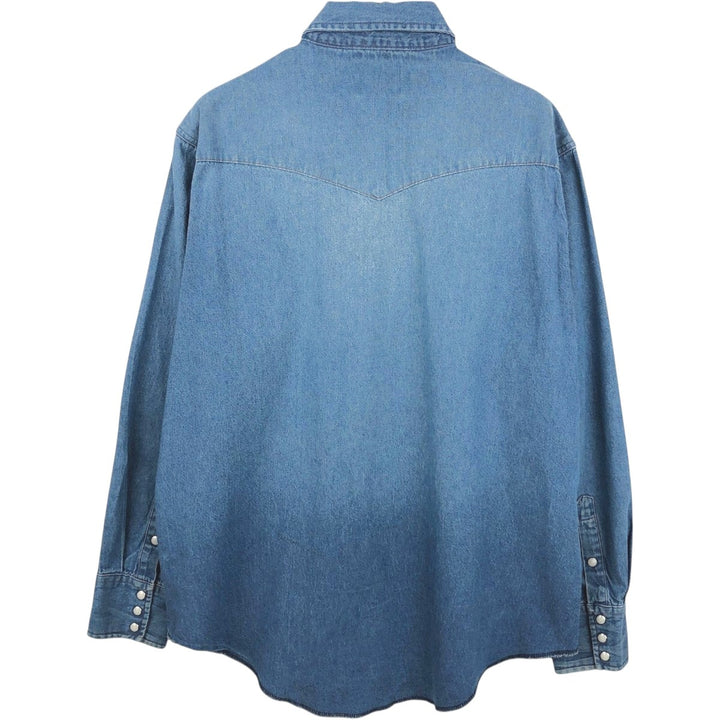 Wrangler Long Sleeve Denim Western Shirt, Men's XL cotton blue type Vintage Second Hand