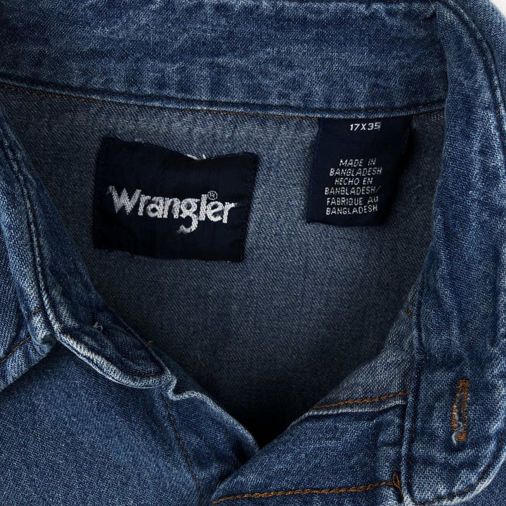 Wrangler Long Sleeve Denim Western Shirt, Men's XL cotton blue type Vintage Second Hand