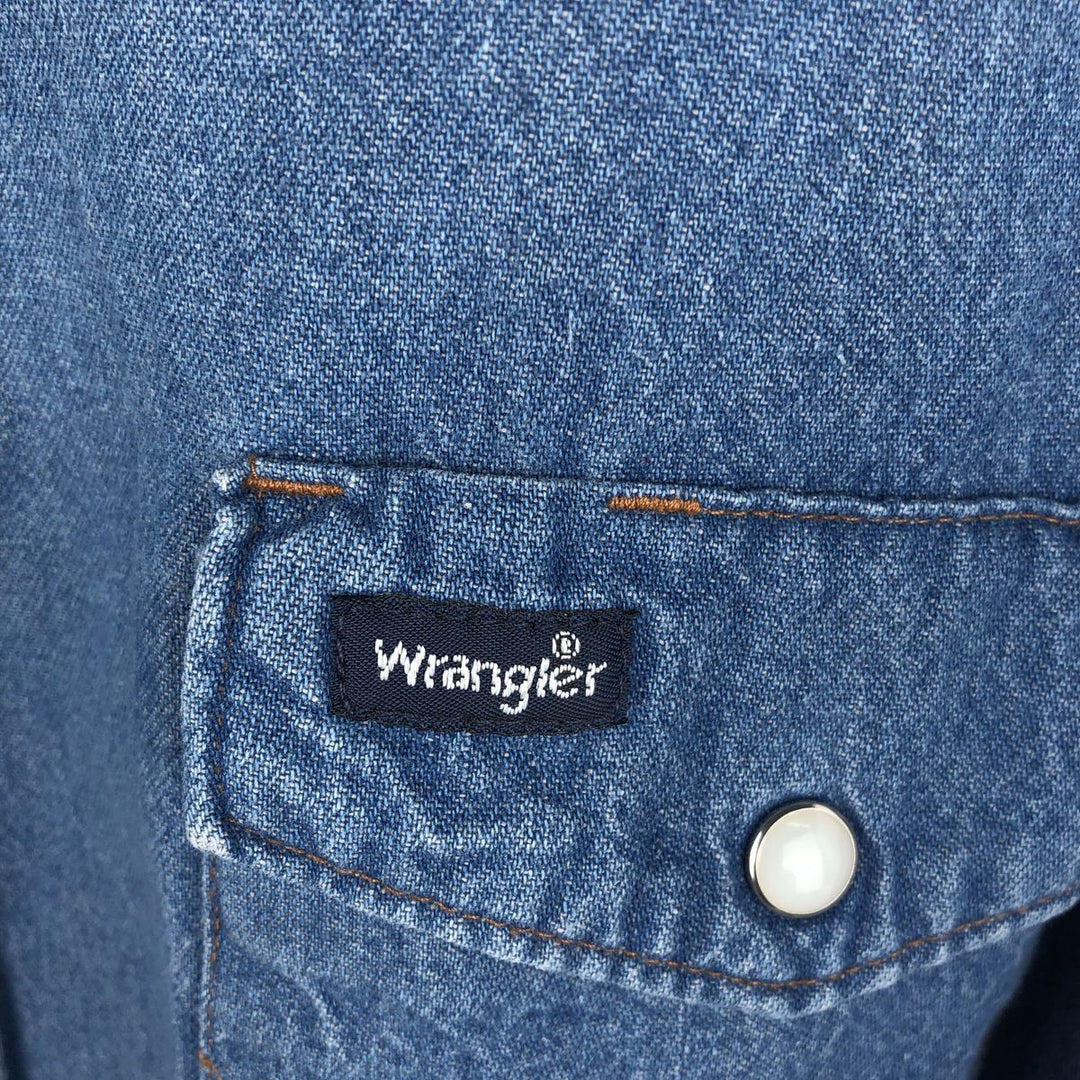 Wrangler Long Sleeve Denim Western Shirt, Men's XL cotton blue type Vintage Second Hand