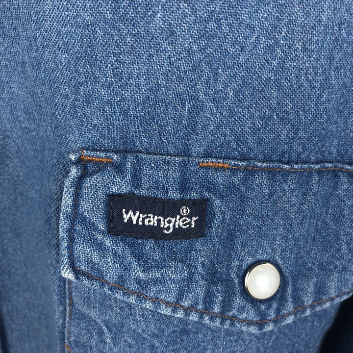 Wrangler Long Sleeve Denim Western Shirt, Men's XL cotton blue type Vintage Second Hand