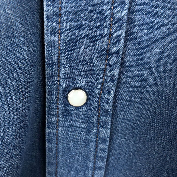Wrangler Long Sleeve Denim Western Shirt, Men's XL cotton blue type Vintage Second Hand