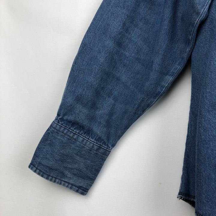 Wrangler Long Sleeve Denim Western Shirt, Men's XL cotton blue type Vintage Second Hand
