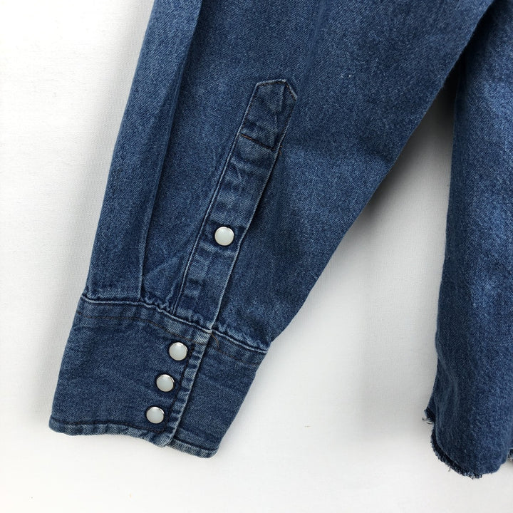 Wrangler Long Sleeve Denim Western Shirt, Men's XL cotton blue type Vintage Second Hand