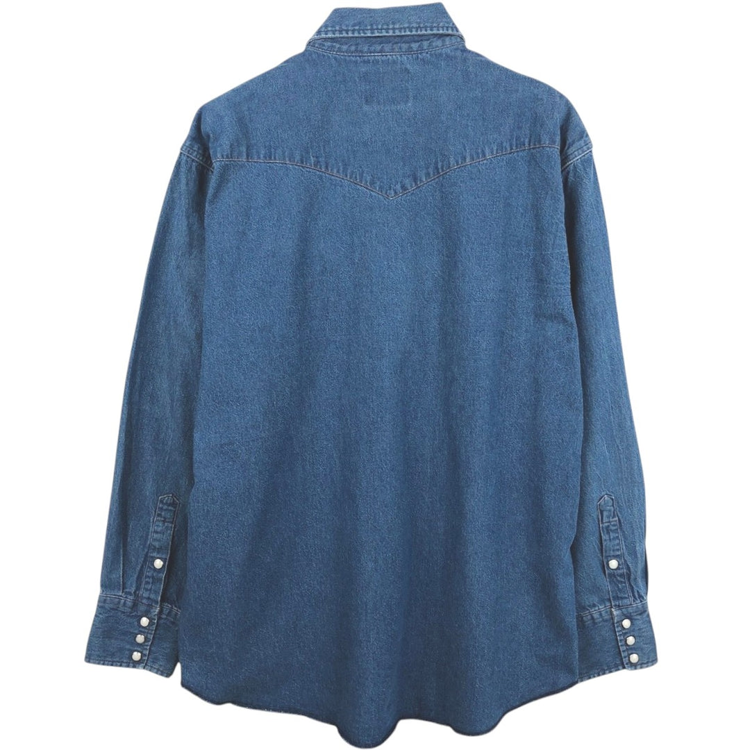 Wrangler Long Sleeve Denim Western Shirt, Men's XL cotton blue type Vintage Second Hand