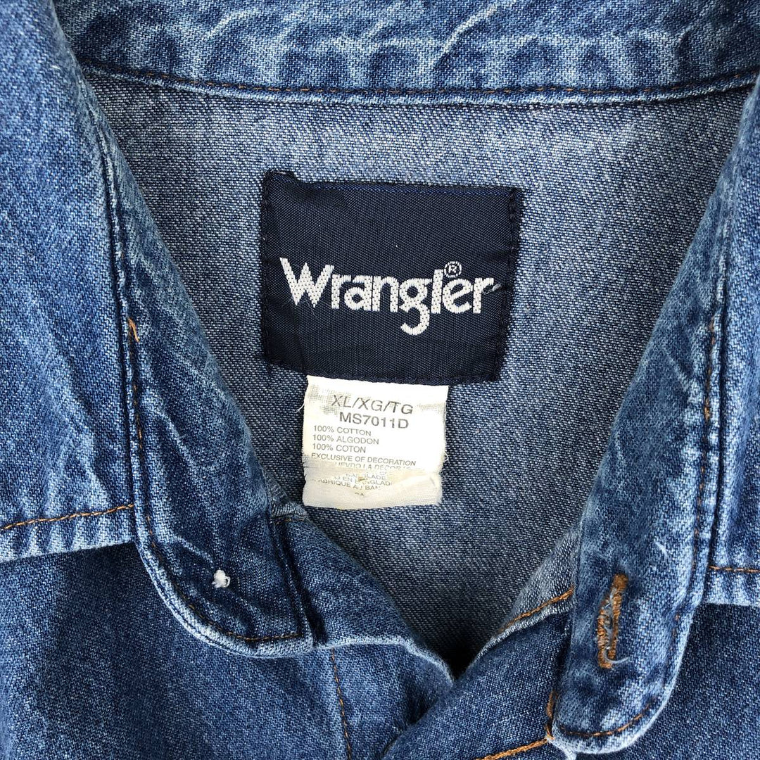 Wrangler Long Sleeve Denim Western Shirt, Men's XL cotton blue type Vintage Second Hand