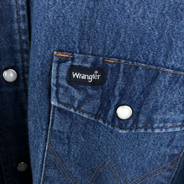 Wrangler Long Sleeve Denim Western Shirt, Men's XL cotton blue type Vintage Second Hand