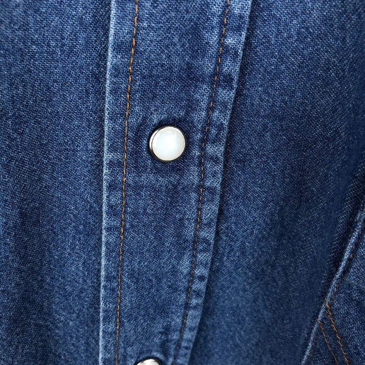 Wrangler Long Sleeve Denim Western Shirt, Men's XL cotton blue type Vintage Second Hand