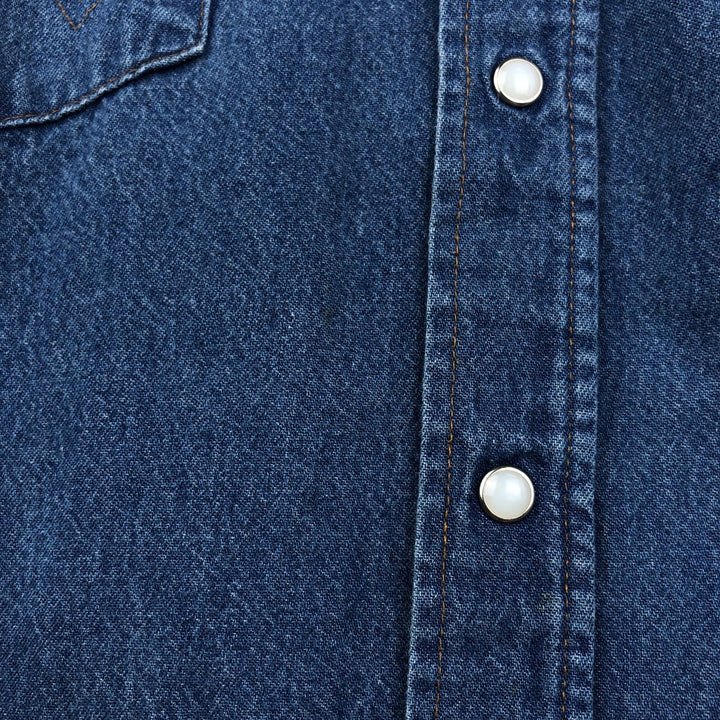 Wrangler Long Sleeve Denim Western Shirt, Men's XL cotton blue type Vintage Second Hand