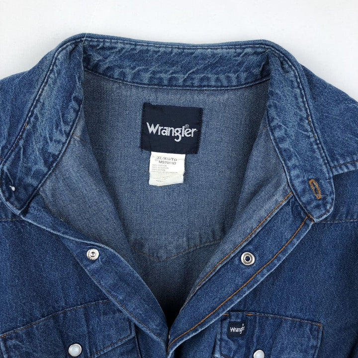 Wrangler Long Sleeve Denim Western Shirt, Men's XL cotton blue type Vintage Second Hand