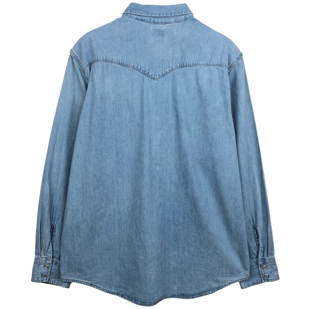 Levi's Standard Long-Sleeve Denim Western Shirt, Men's Size L (approx.) cotton blue type Vintage Second Hand